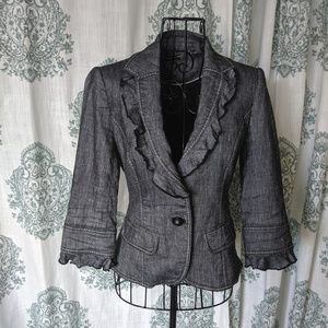 WHBM grey ruffled blazer size 0